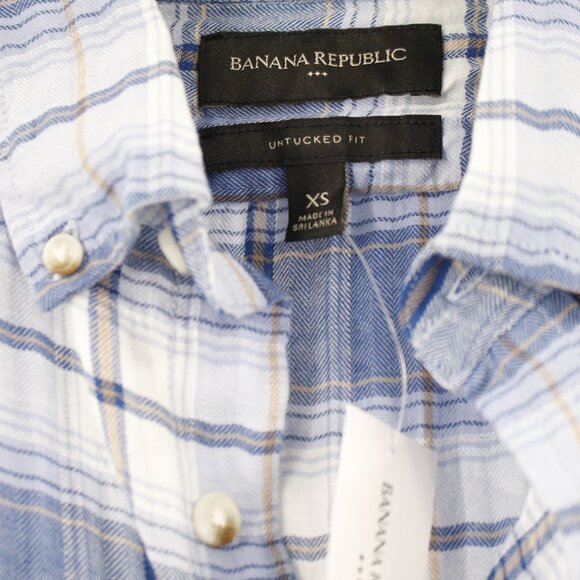 NWT Banana Republic shirt Men's XS Crinkle Slim Fit Untucked lightweight casual - Picture 4 of 12